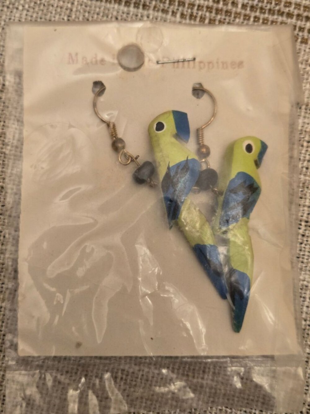 Hand-Painted Parrot Earrings With Gold Hooks - Made In‎ The Philippines